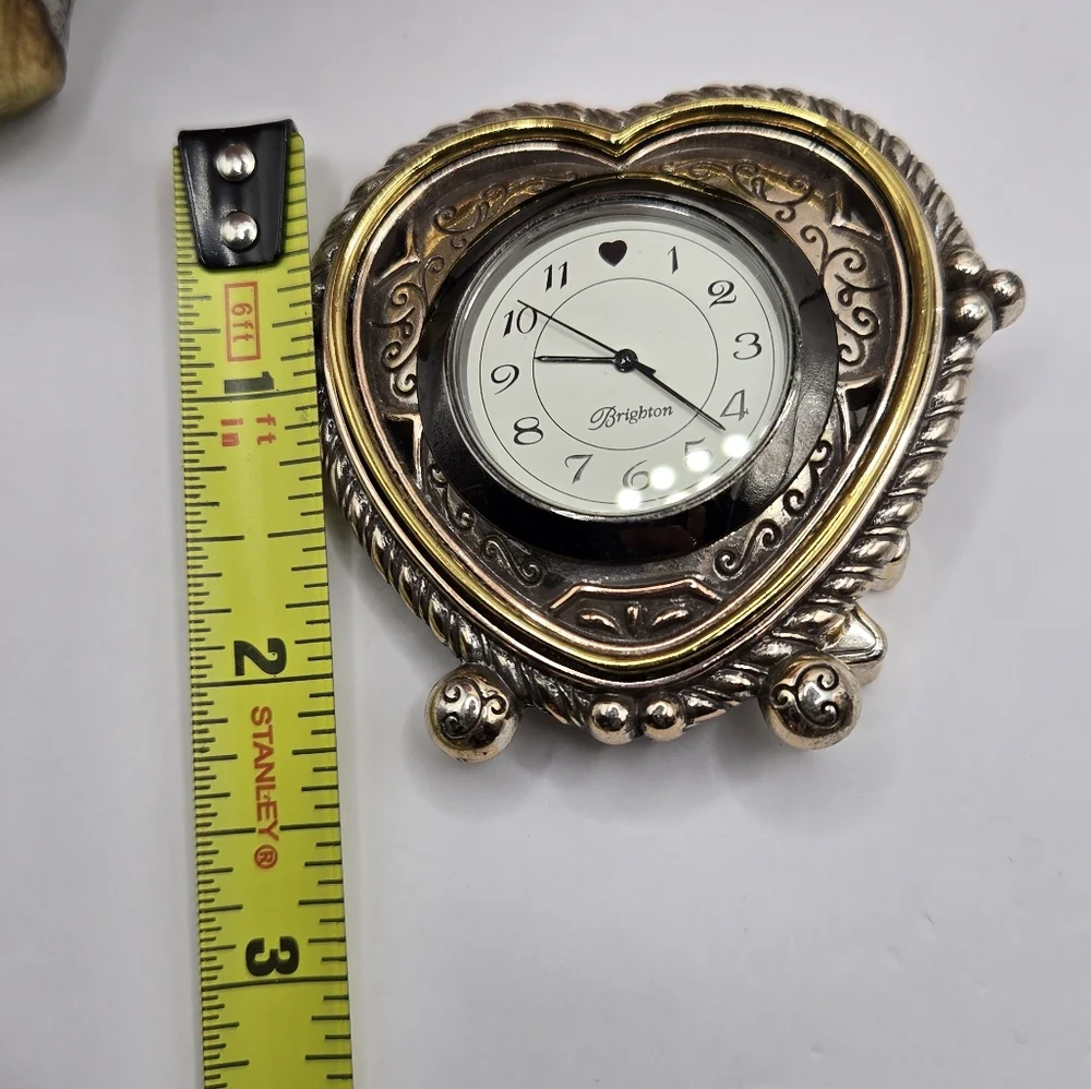 Brighton Ornate Heart Clock in Silver and Gold